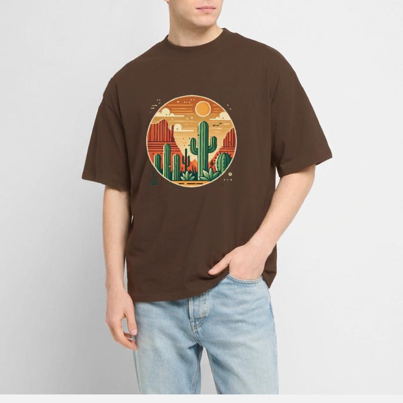 Coucher de soleil dans le désert avec paysage de cactus T-shirt bio Blaster 2.0 coupe oversize Stanley/Stella Unisexe
