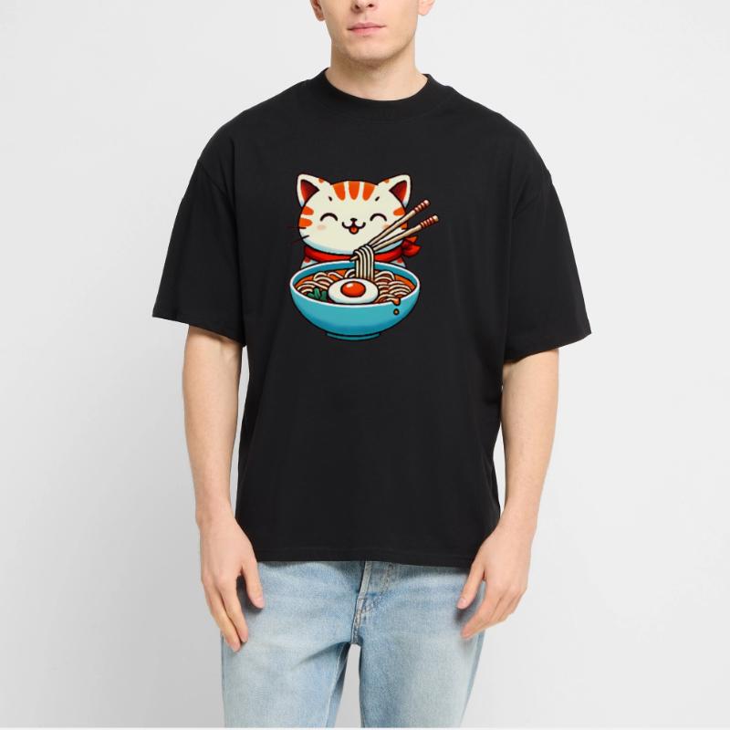 Adorable chat mangeant des ramen Design T-shirt bio Blaster 2.0 coupe oversize Stanley/Stella Unisexe