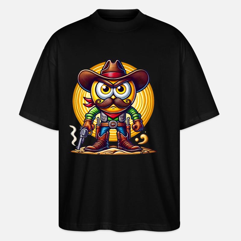 Funny Cartoon Cowboy PopArt Design - Stanley/Stella Oversized Unisex Organic T-shirt Blaster 2.0 - black