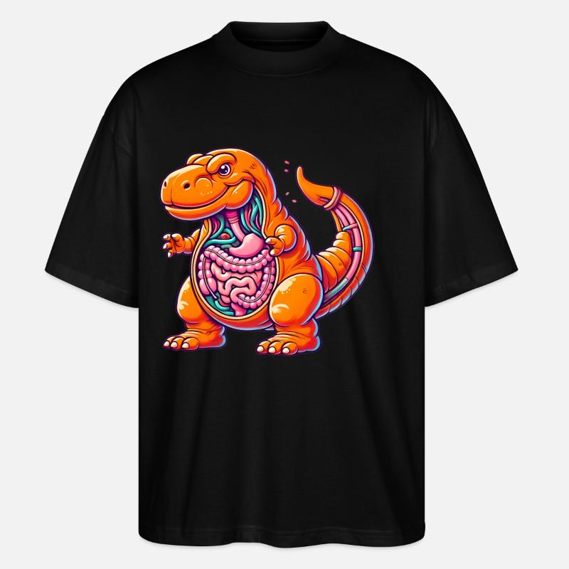 Funny TRex Anatomy Cartoon Design - Stanley/Stella Oversized Unisex Organic T-shirt Blaster 2.0 - black