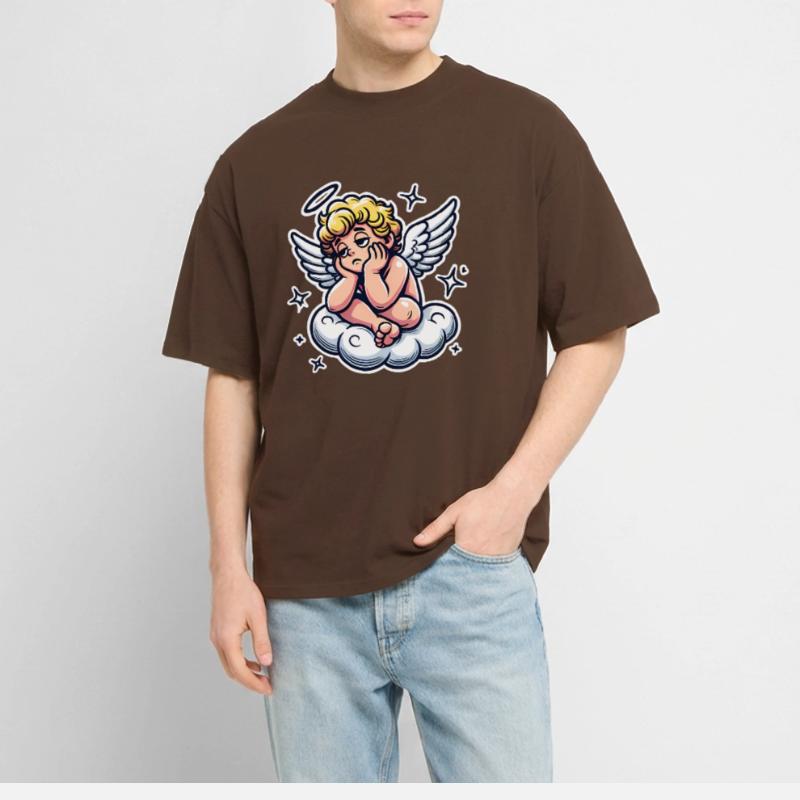 Funny Cherub on Cloud Pop Art Design Stanley/Stella Oversized Unisex Organic T-shirt Blaster 2.0