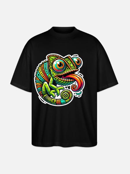 Chameleon Power Cartoon Design - Stanley/Stella Oversized Unisex Organic T-shirt Blaster 2.0 - black