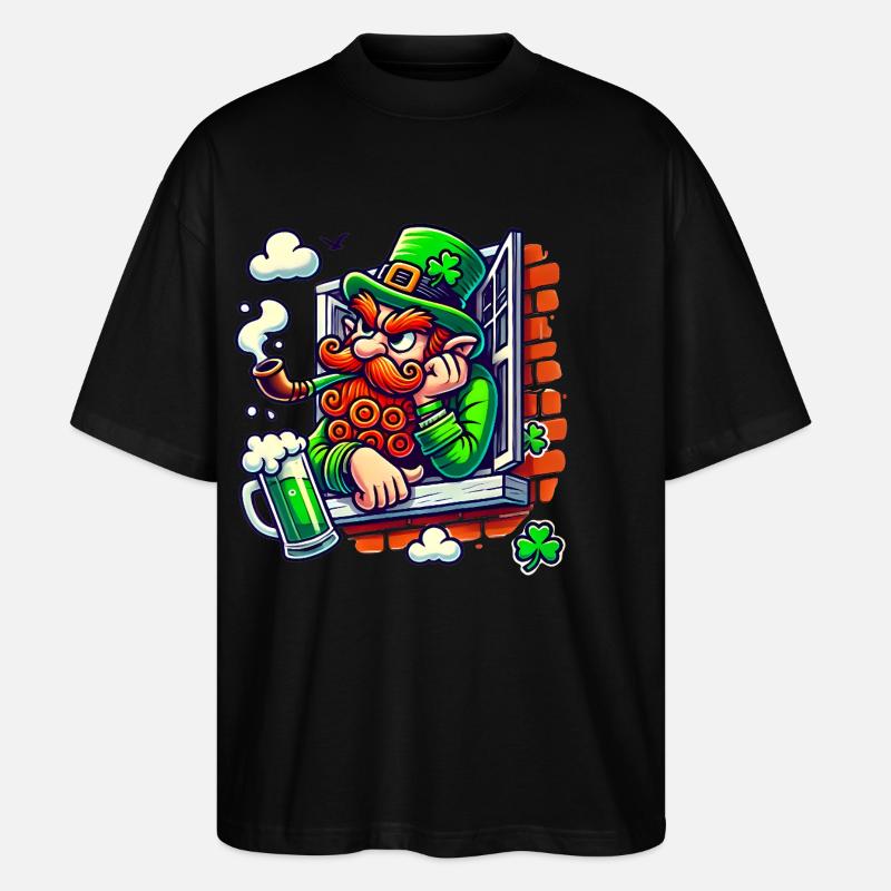 Grumpy Leprechaun Window Sticker - Stanley/Stella Oversized Unisex Organic T-shirt Blaster 2.0 - black