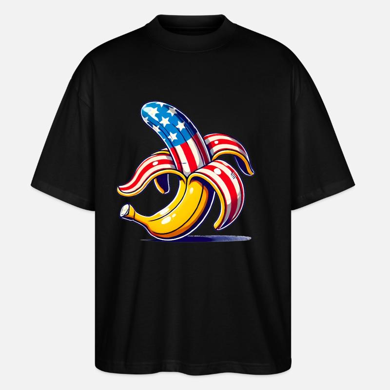 Patriotic Banana PopArt Design - Stanley/Stella Oversized Unisex Organic T-shirt Blaster 2.0 - black