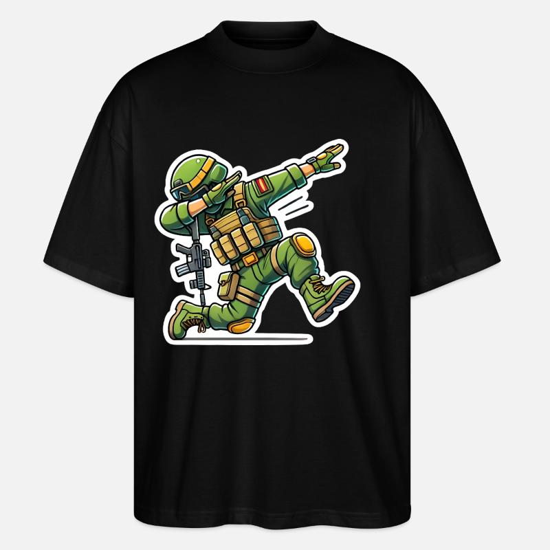 Dabbing Soldier Cartoon Design - Stanley/Stella Oversized Unisex Organic T-shirt Blaster 2.0 - black