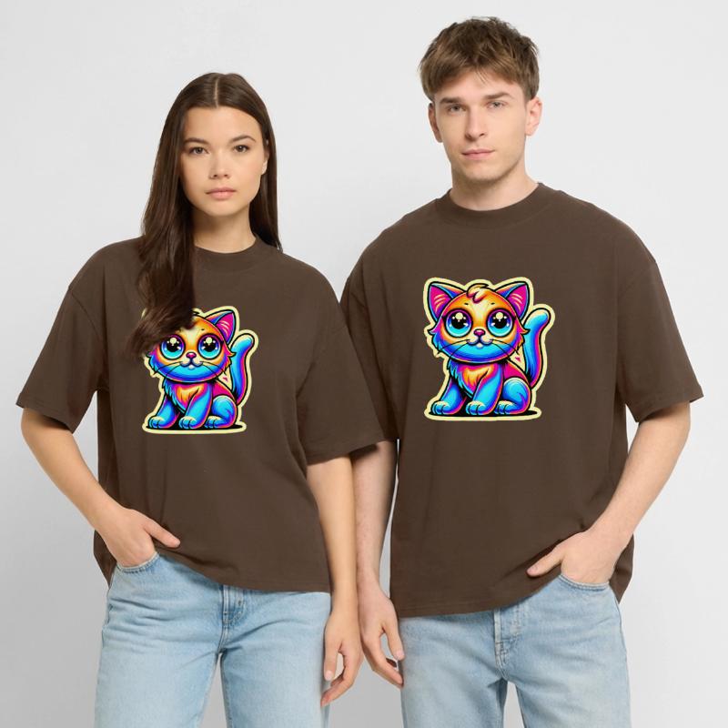 Neon Glow Crazy Cat Design T-shirt bio Blaster 2.0 coupe oversize Stanley/Stella Unisexe