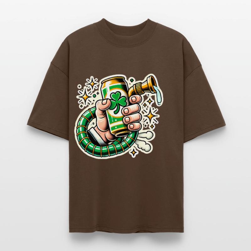 Conception amusante de canette de bière de la Saint-Patrick T-shirt bio Blaster 2.0 coupe oversize Stanley/Stella Unisexe