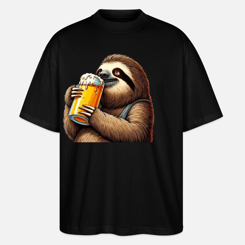 Bier Faultier Genuss Geschenk - Stanley/Stella Oversized Unisex Bio T-Shirt Blaster 2.0 - Schwarz