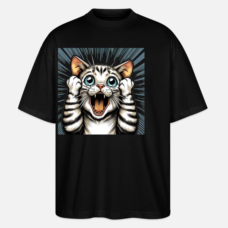 Chat choqué chat chat cadeau - T-shirt bio Blaster 2.0 coupe oversize Stanley/Stella Unisexe - noir