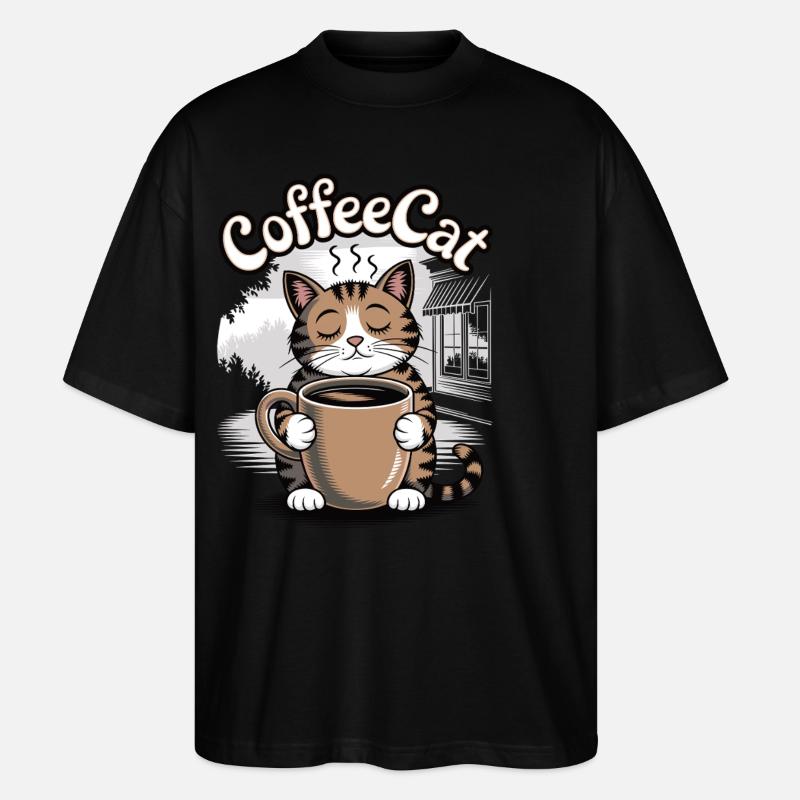 Chat de café - T-shirt bio Blaster 2.0 coupe oversize Stanley/Stella Unisexe - noir