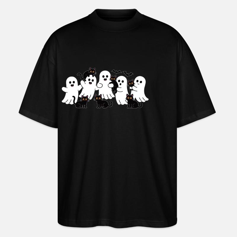Ghost & Cat – Halloween Fun - Stanley/Stella Oversized Unisex Organic T-shirt Blaster 2.0 - black