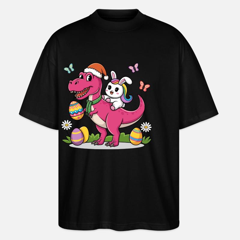 Easter Dinosaur Bunny Ears Easter - Stanley/Stella Oversized Unisex Bio T-Shirt Blaster 2.0 - Schwarz