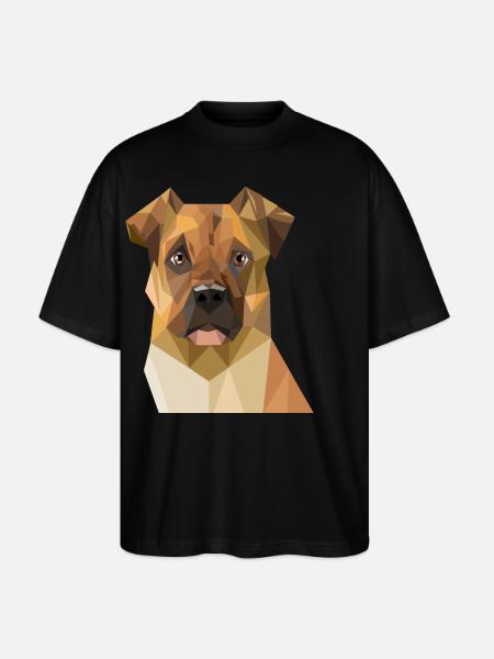 Geometric Boxer Dog Art - Stanley/Stella Oversized Unisex Organic T-shirt Blaster 2.0 - black