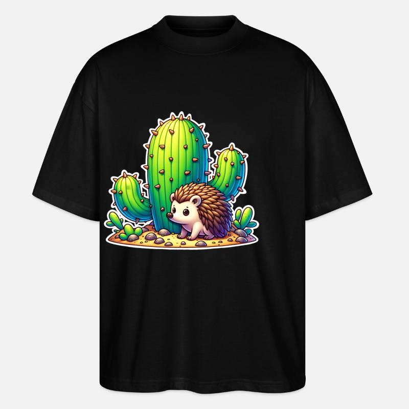 Cactus hérisson - T-shirt bio Blaster 2.0 coupe oversize Stanley/Stella Unisexe - noir