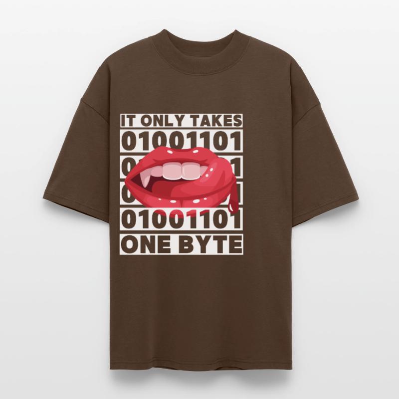 Bit bytes Binary Computer Nerd, Vampire, Dire, Jeu de mots T-shirt bio Blaster 2.0 coupe oversize Stanley/Stella Unisexe