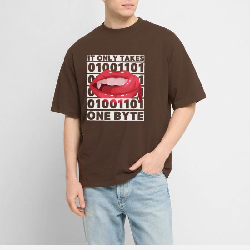 Bit bytes Binary Computer Nerd, Vampire, Dire, Jeu de mots T-shirt bio Blaster 2.0 coupe oversize Stanley/Stella Unisexe
