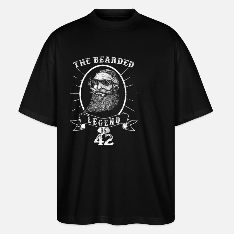 The bearded Legend is 42 - Stanley/Stella Oversized Unisex Bio T-Shirt Blaster 2.0 - Schwarz