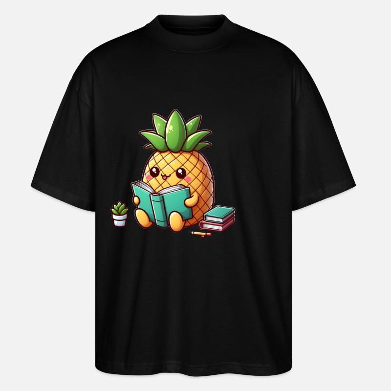 Lesende Ananas - Stanley/Stella Oversized Unisex Bio T-Shirt Blaster 2.0 - Schwarz