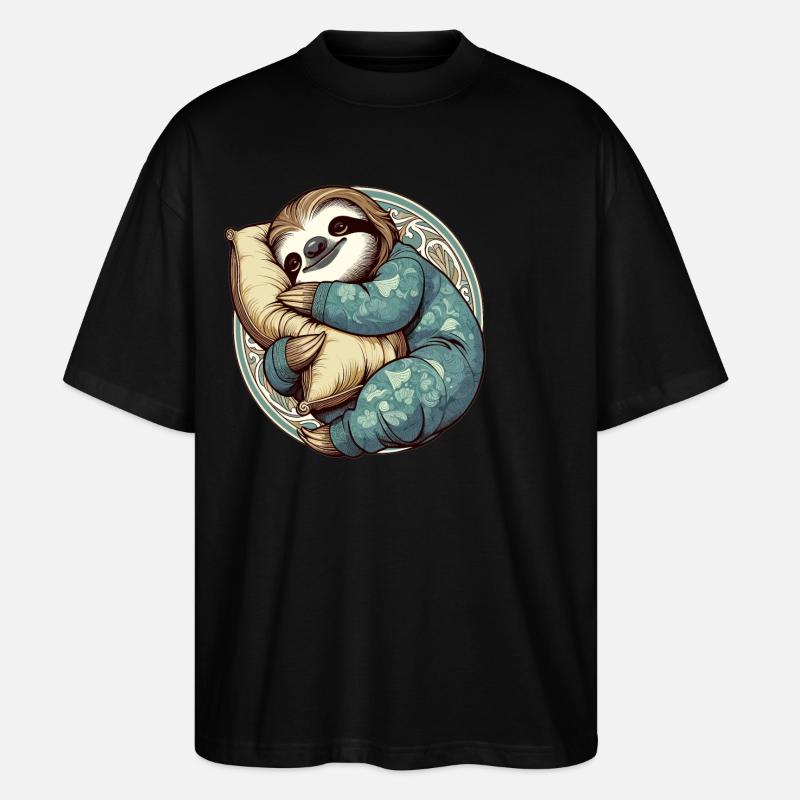 Sloth Sleeping Passion Gift - Stanley/Stella Oversized Unisex Organic T-shirt Blaster 2.0 - black