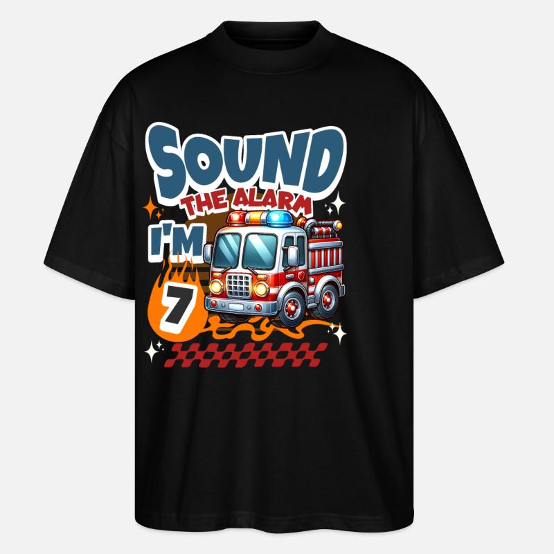 7th Birthday Fire Brigade - Stanley/Stella Oversized Unisex Organic T-shirt Blaster 2.0 - black