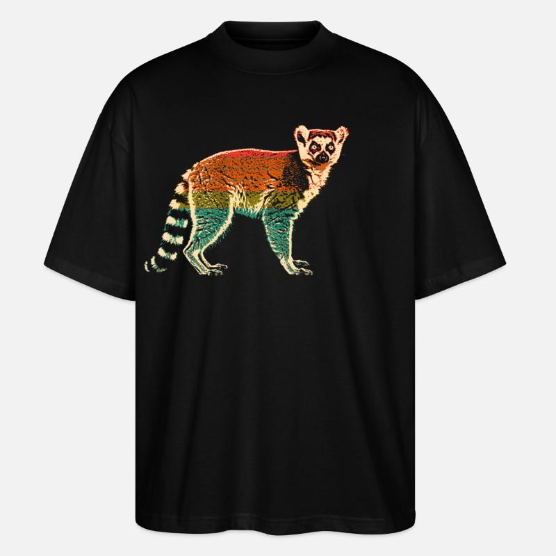 Lémurien Madagascar - T-shirt bio Blaster 2.0 coupe oversize Stanley/Stella Unisexe - noir