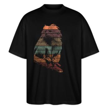 Tamarin Monkey Primate - Stanley/Stella Oversized Unisex Organic T-shirt Blaster 2.0 - black - Front - Alina (178cm) & Michal (187cm)