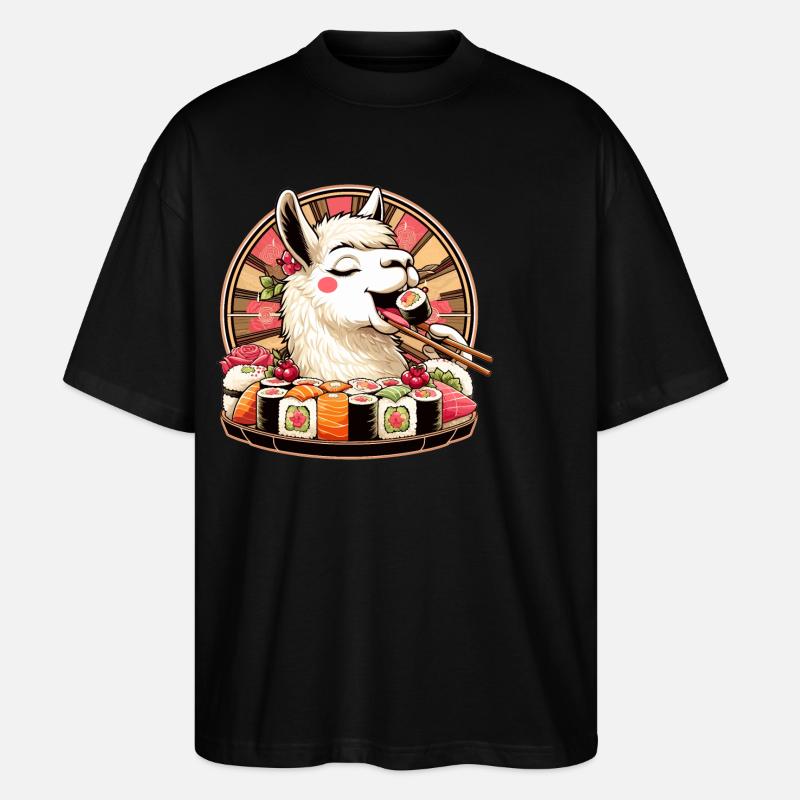Sushi Llama Maki Gift - Stanley/Stella Oversized Unisex Organic T-shirt Blaster 2.0 - black