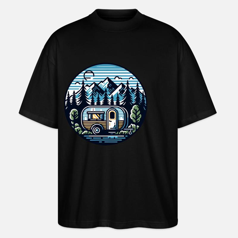 Camping Wohnwagen - Stanley/Stella Oversized Unisex Bio T-Shirt Blaster 2.0 - Schwarz