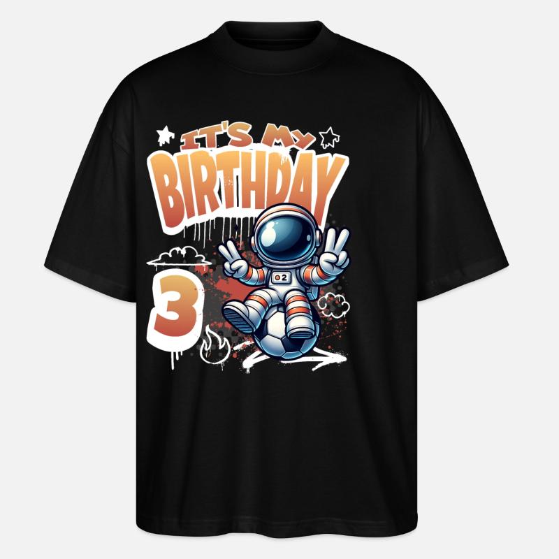 Graffiti astronaute 3ème anniversaire - T-shirt bio Blaster 2.0 coupe oversize Stanley/Stella Unisexe - noir