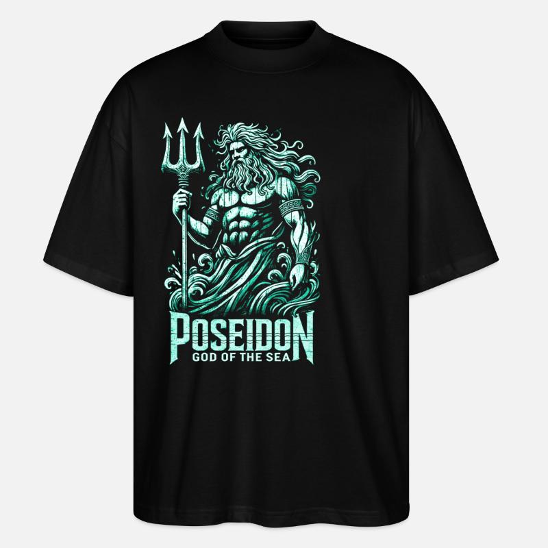 Poséidon - Dieu des mers - T-shirt bio Blaster 2.0 coupe oversize Stanley/Stella Unisexe - noir