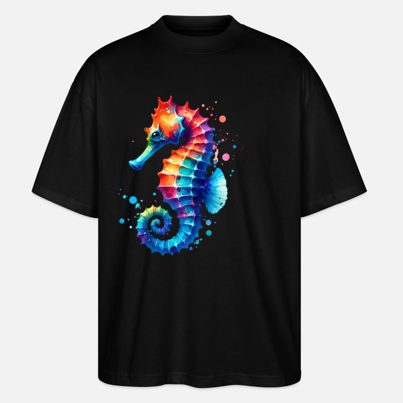 Seepferd Seepferdchen - Stanley/Stella Oversized Unisex Bio T-Shirt Blaster 2.0 - Schwarz