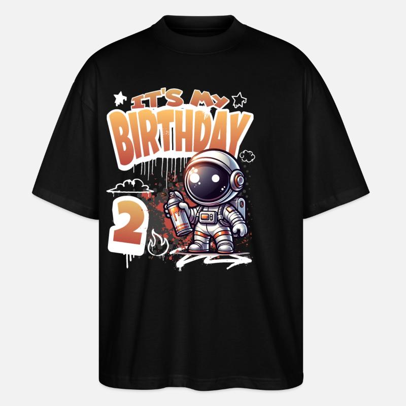 Graffiti astronaute 2ème anniversaire - T-shirt bio Blaster 2.0 coupe oversize Stanley/Stella Unisexe - noir