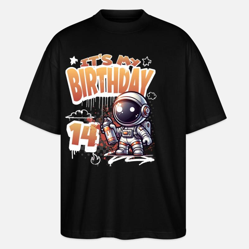 Graffiti Astronaut 14th Birthday - Stanley/Stella Oversized Unisex Organic T-shirt Blaster 2.0 - black