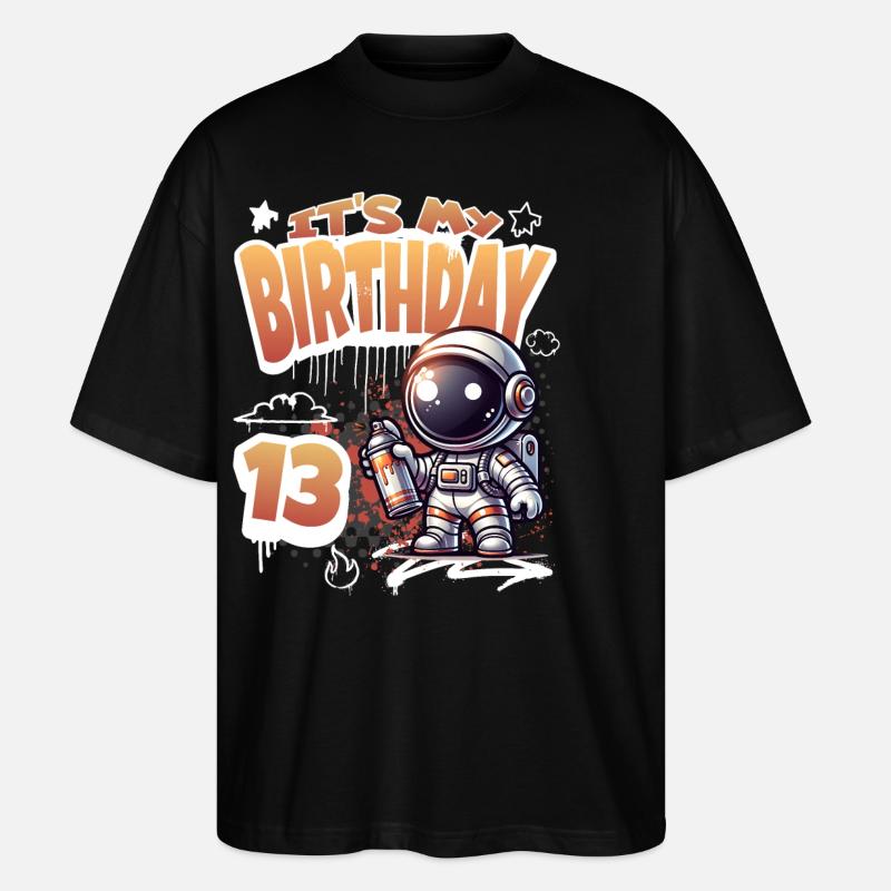 Graffiti Astronaut 13th Birthday - Stanley/Stella Oversized Unisex Organic T-shirt Blaster 2.0 - black