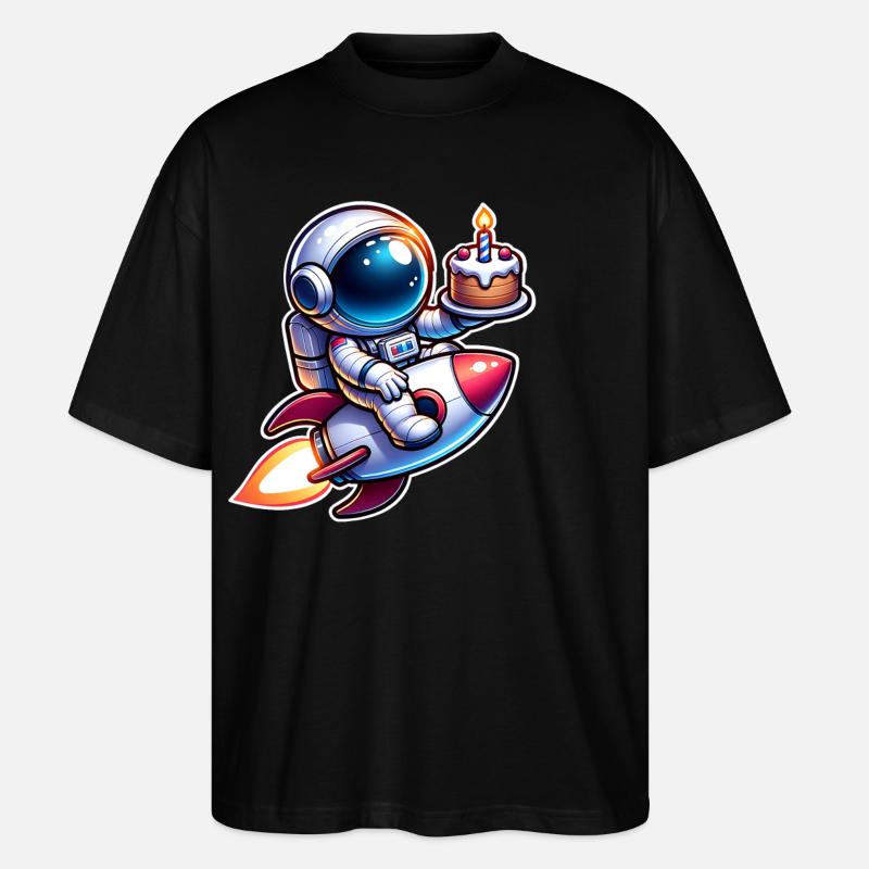 Anniversaire astronaute - T-shirt bio Blaster 2.0 coupe oversize Stanley/Stella Unisexe - noir