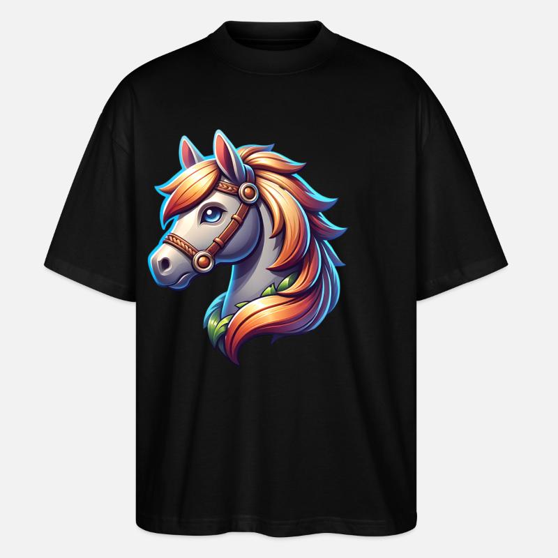 Pferd - Stanley/Stella Oversized Unisex Bio T-Shirt Blaster 2.0 - Schwarz
