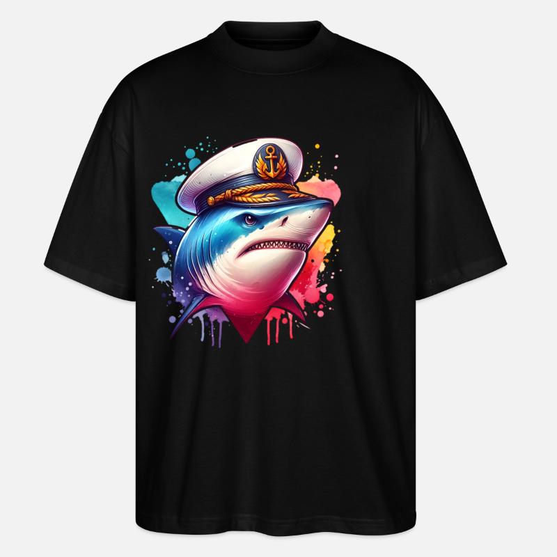 Capitaine requin - T-shirt bio Blaster 2.0 coupe oversize Stanley/Stella Unisexe - noir