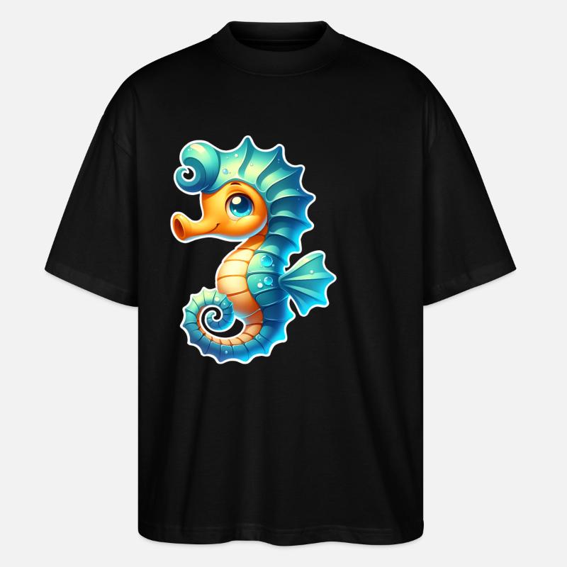 Seepferd Seepferdchen - Stanley/Stella Oversized Unisex Bio T-Shirt Blaster 2.0 - Schwarz