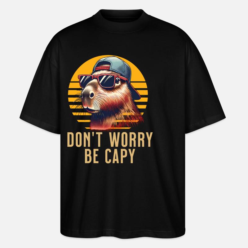 Capybara - Stanley/Stella Oversized Unisex Bio T-Shirt Blaster 2.0 - Schwarz