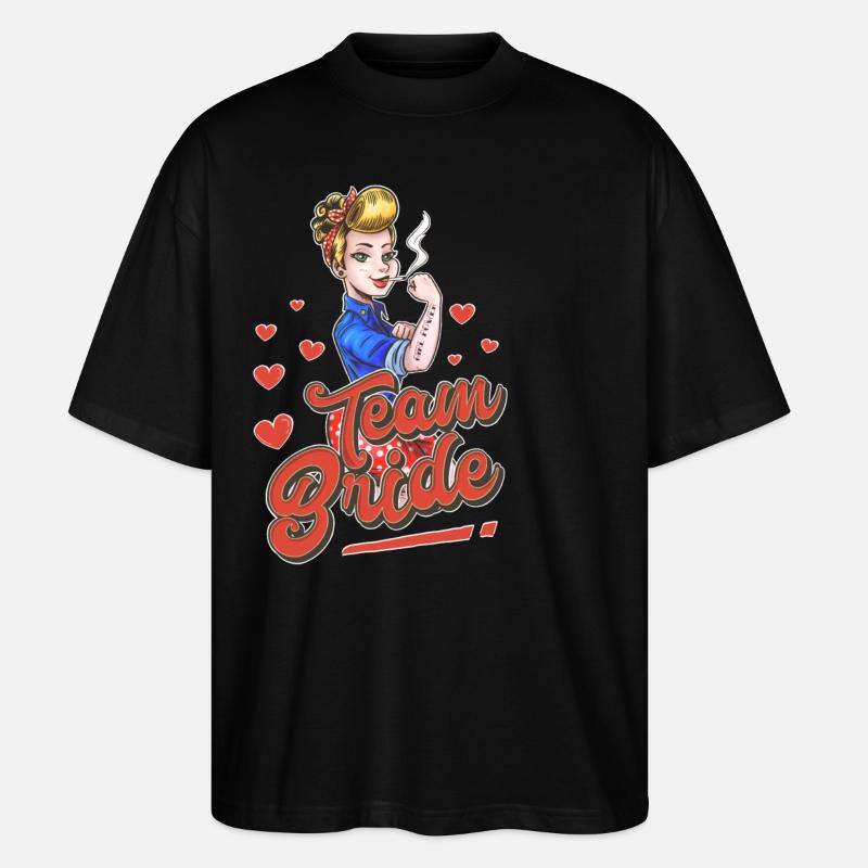 Team Bride - Stanley/Stella Oversized Unisex Bio T-Shirt Blaster 2.0 - Schwarz