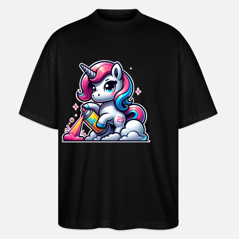 Graffiti Licorne - T-shirt bio Blaster 2.0 coupe oversize Stanley/Stella Unisexe - noir