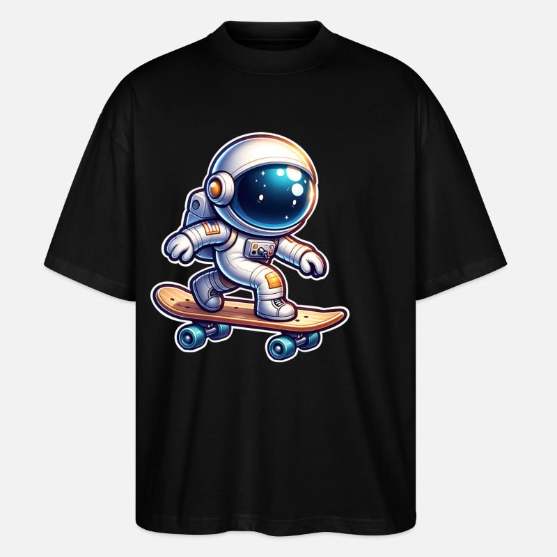 Skateboard Skater Astronaut - Stanley/Stella Oversized Unisex Bio T-Shirt Blaster 2.0 - Schwarz