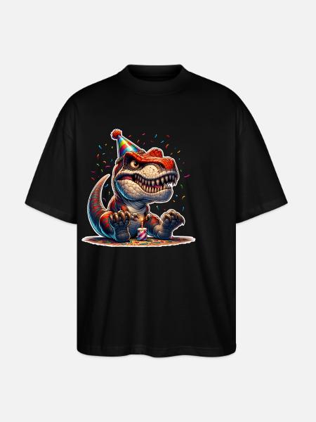 Dinosaur Birthday Dino T Rex - Stanley/Stella Oversized Unisex Organic T-shirt Blaster 2.0 - black