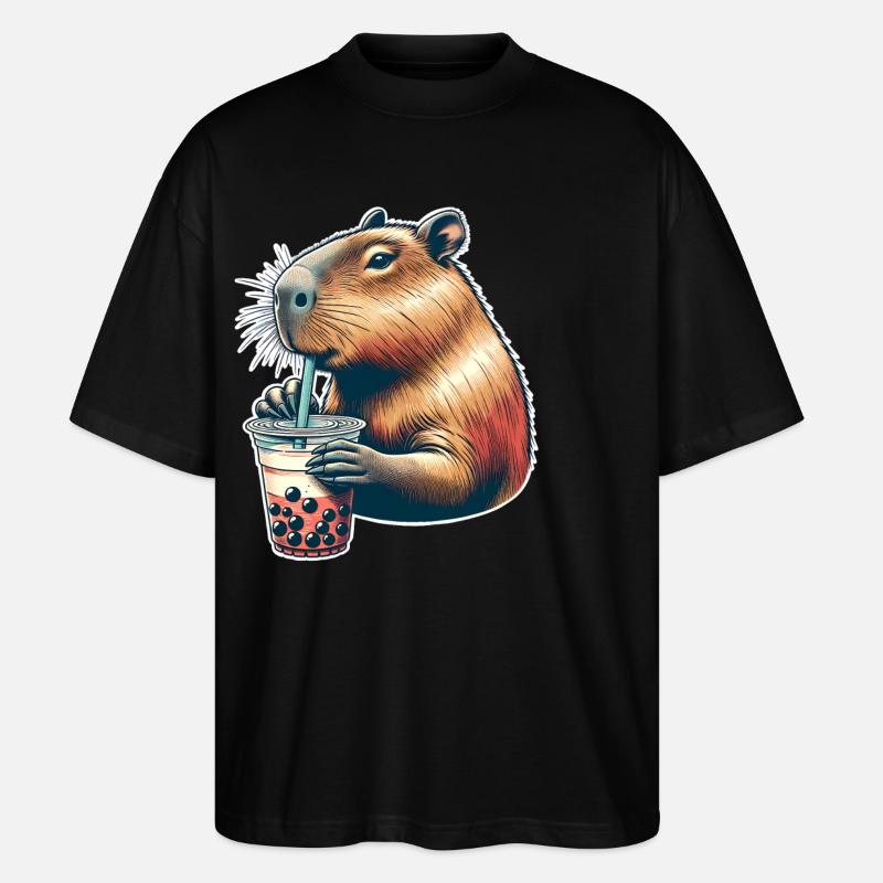 Capybara Bubble Tea - Stanley/Stella Oversized Unisex Bio T-Shirt Blaster 2.0 - Schwarz