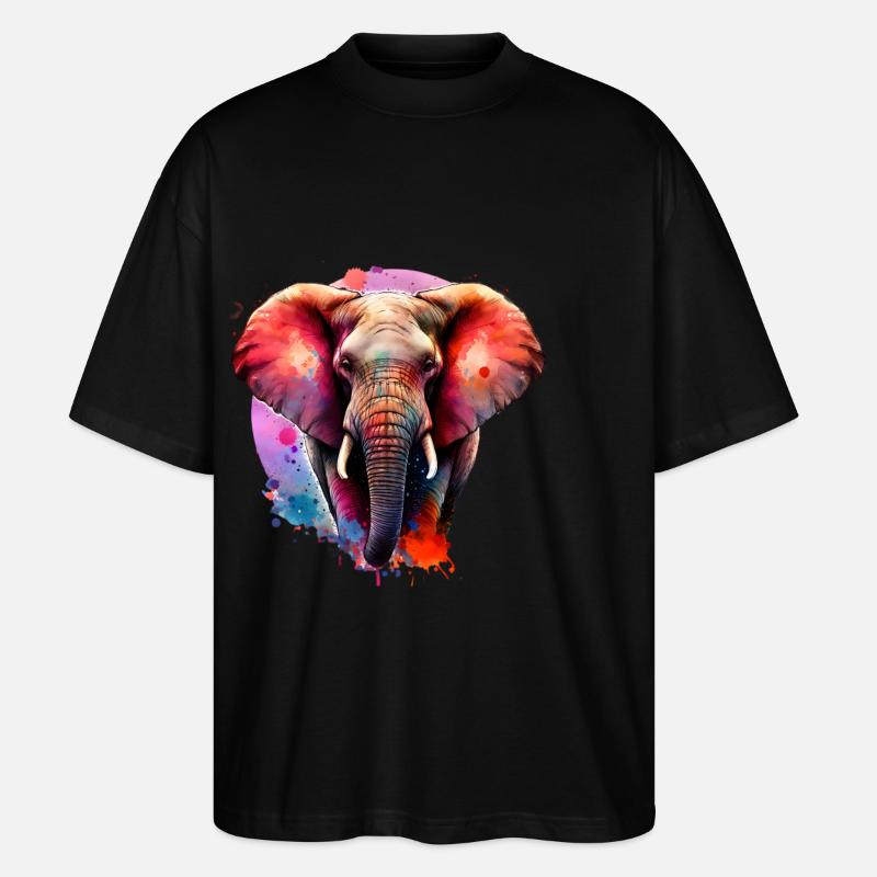 Elefant - Stanley/Stella Oversized Unisex Bio T-Shirt Blaster 2.0 - Schwarz
