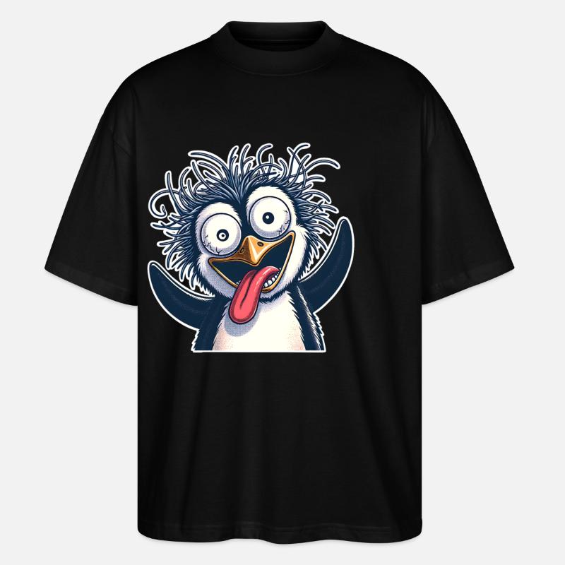 Pinguin Crazy - Stanley/Stella Oversized Unisex Bio T-Shirt Blaster 2.0 - Schwarz