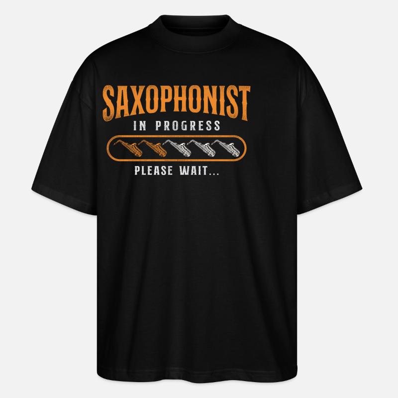 Saxophone Saxophonist In Progress - Stanley/Stella Oversized Unisex Bio T-Shirt Blaster 2.0 - Schwarz