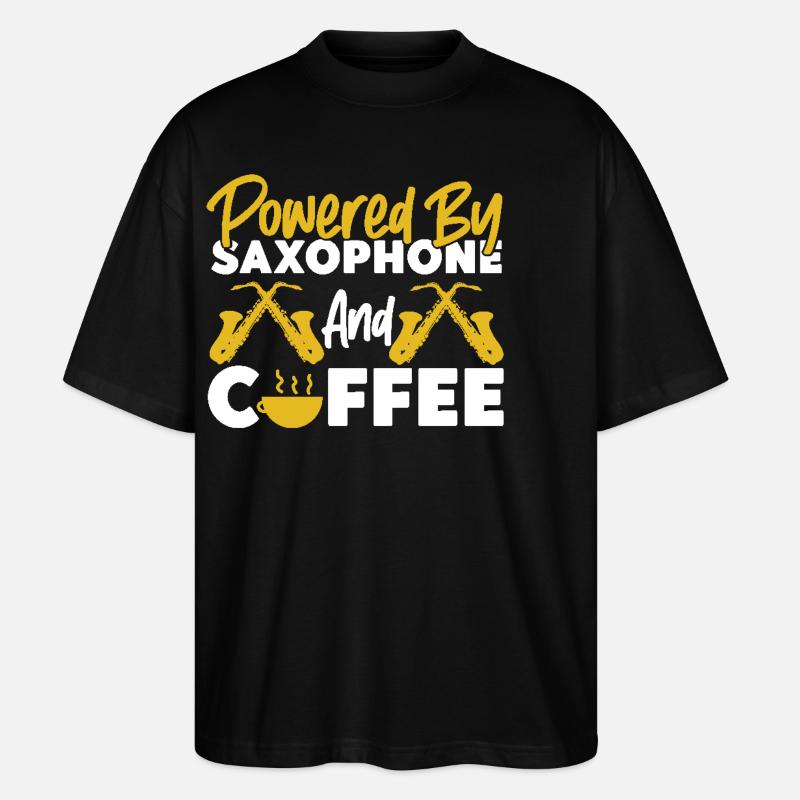 Saxophone Coffee Powered By - Stanley/Stella Oversized Unisex Organic T-shirt Blaster 2.0 - black