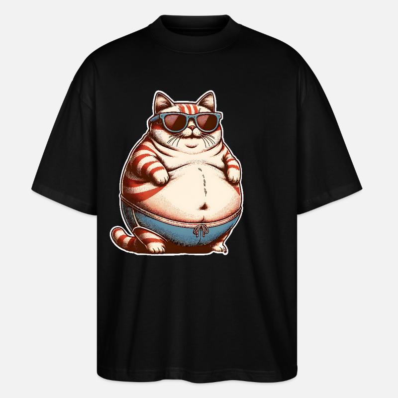 Dicke Katze - Stanley/Stella Oversized Unisex Bio T-Shirt Blaster 2.0 - Schwarz