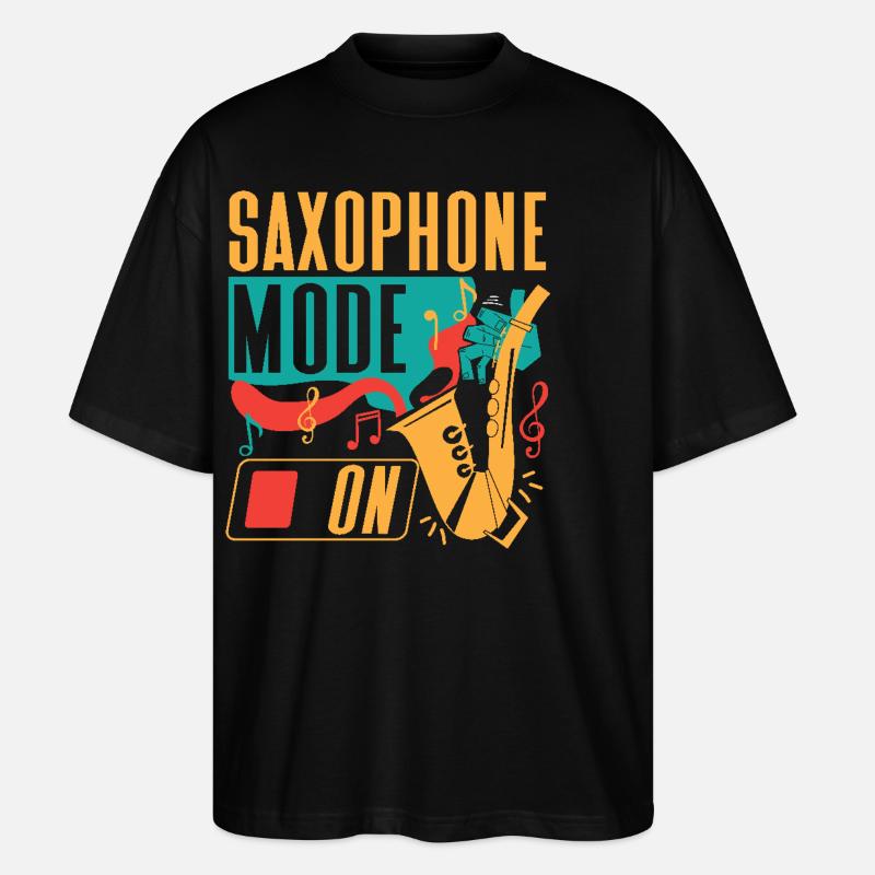 Saxophone Saxophone Mode On - Stanley/Stella Oversized Unisex Bio T-Shirt Blaster 2.0 - Schwarz